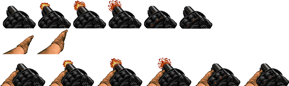 Sw Grenade Launcher With Doomguy's Hand, With Style - Doom Grenade Launcher Sprites (1016x315), Png Download