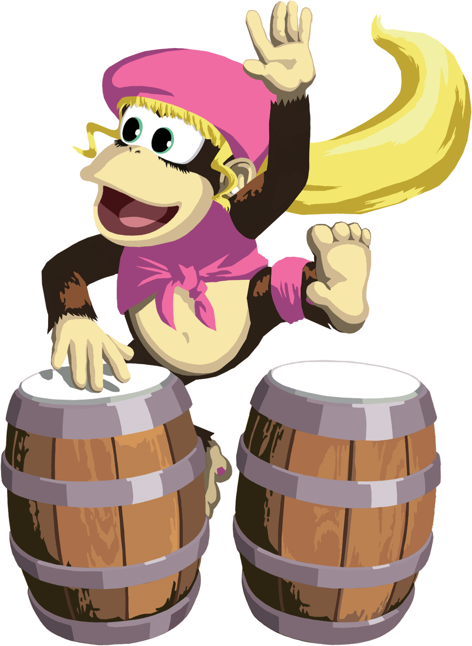 Dixie Kong Bongos Dkonga2 - All Kongs In Nintendo (963x1318), Png Download