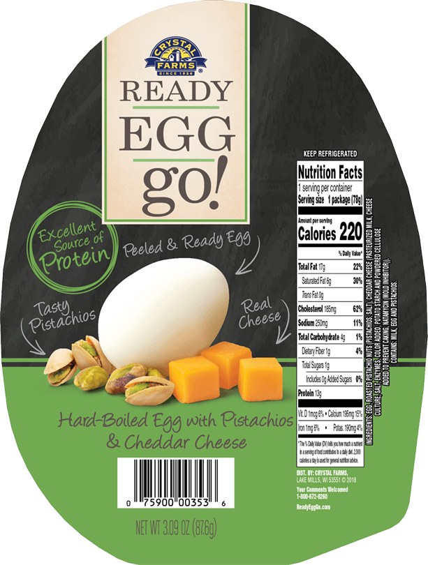 Hard-boiled Egg With Pistachios & Cheddar Cheese - Crystal Farms Ready Egg Go, With Cashews (613x810), Png Download