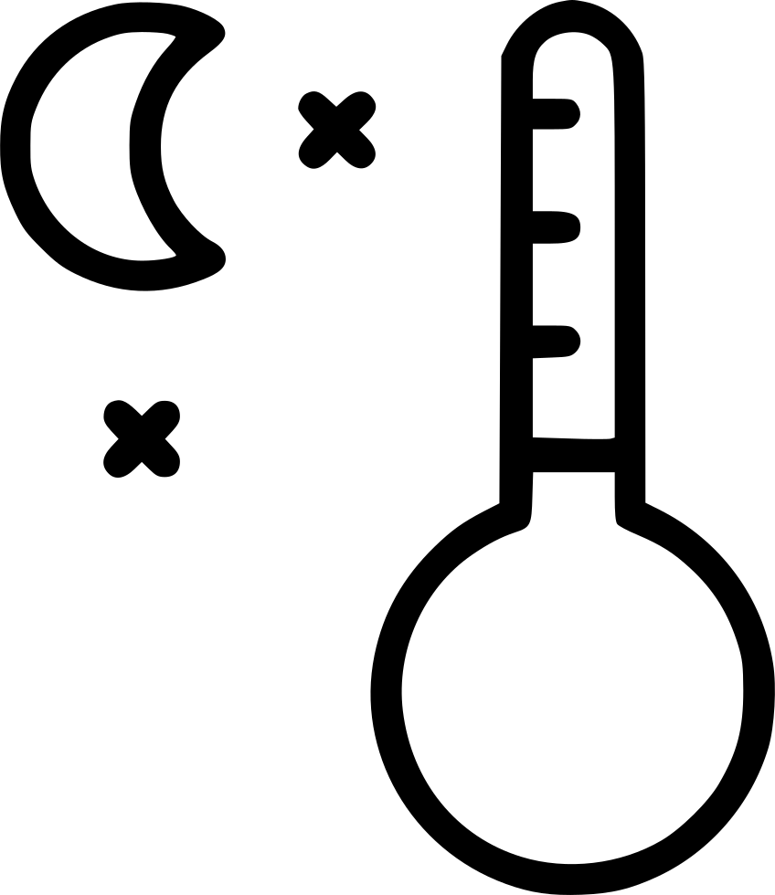Cold Night Moon Svg Png Icon Free - Thermometer Clipart Black And White (848x980), Png Download