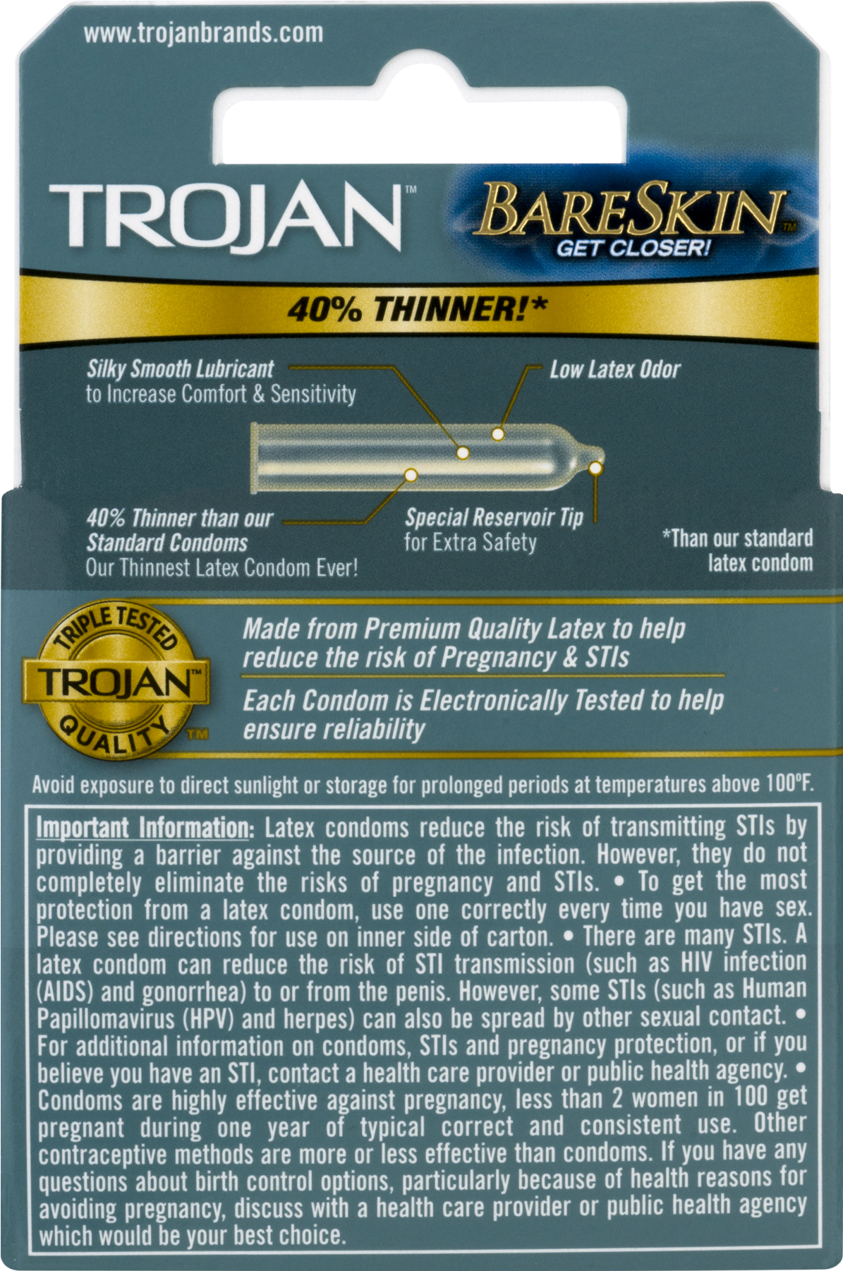 Trojan - Charged Lubricated Condoms - 3 Latex Condoms (1800x1800), Png Download