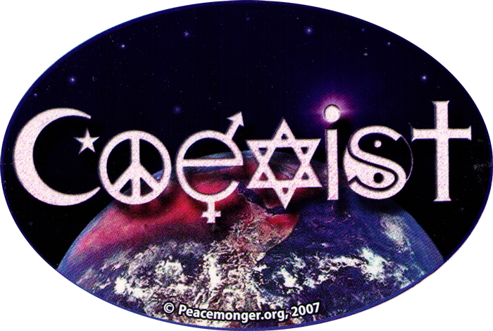 Wa144 - Coexist - Window Sticker - Coexist Bumper Sticker (700x470), Png Download