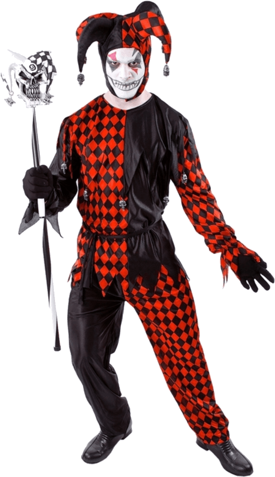 Jester Joker Costume - Evil Jester Halloween Costume - Free Transparent ...