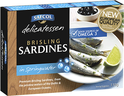 Safcol Brisling Sardines In Springwater 110g - Safcol Sardines (640x640), Png Download