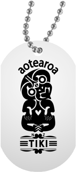 Tiki Black Design White Dog Tag By Jodwattsart - Necklace Chain For Boyfriend (580x580), Png Download