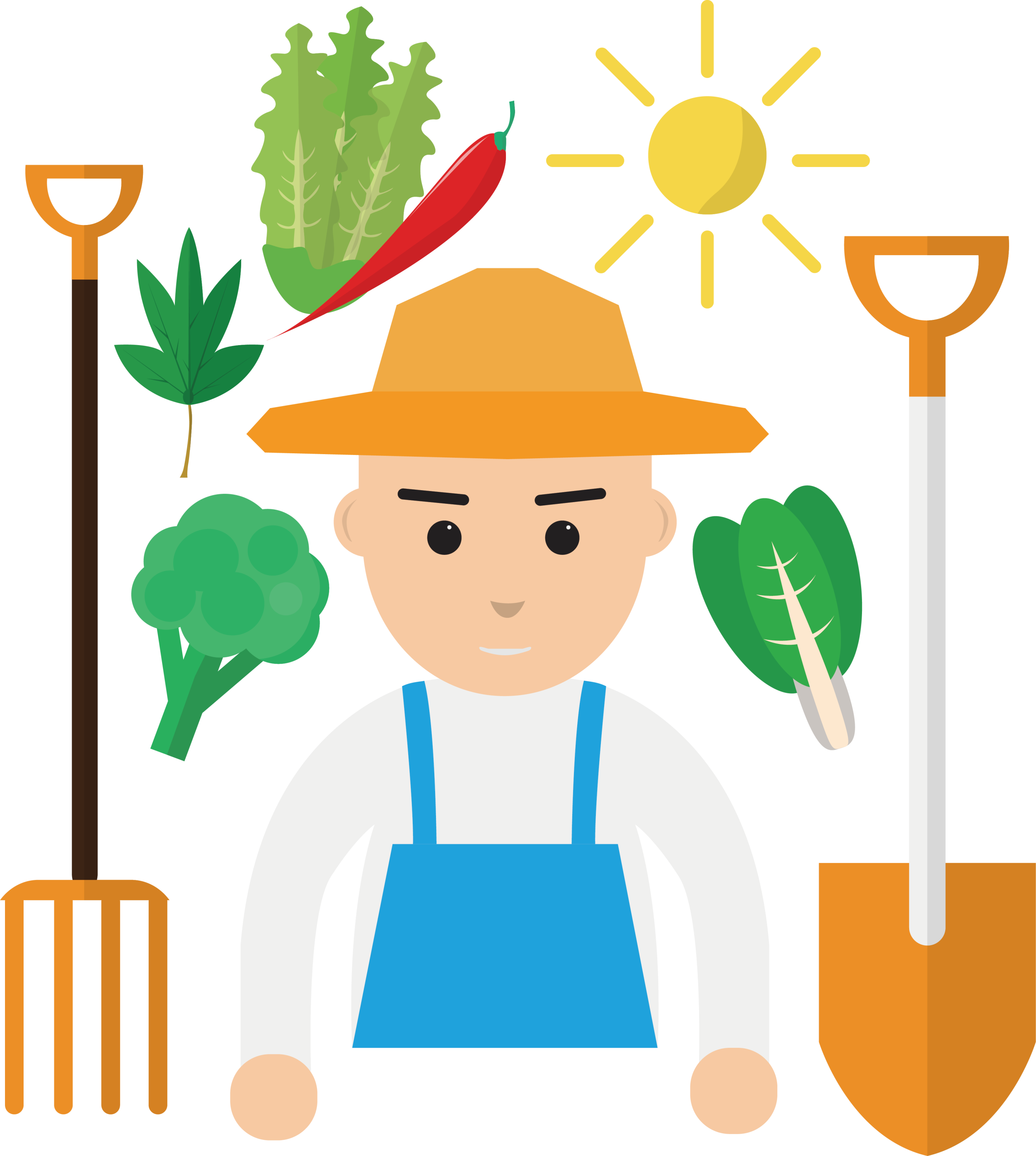 Cute Hand Drawn Planting Vegetables Labor Day Holiday - Agriculturist (2500x2790), Png Download