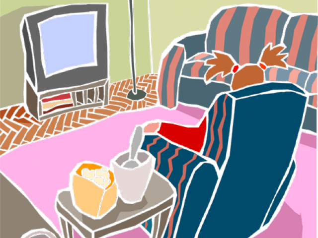 living room with tv clipart