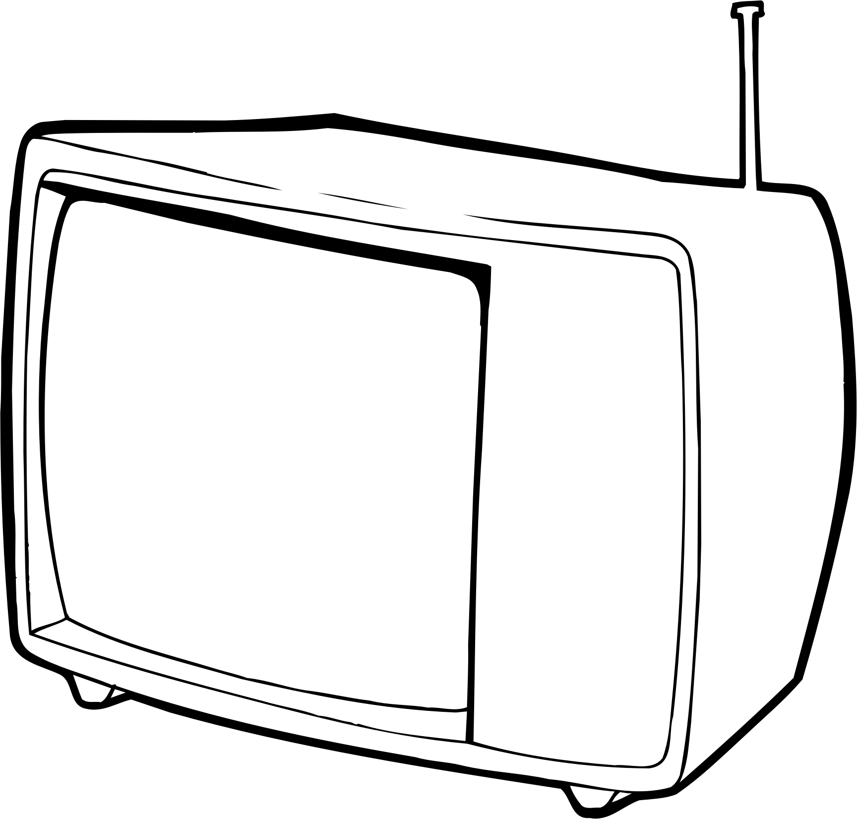 Png Stock Clipart - Outline Of A Tv (1728x1651), Png Download