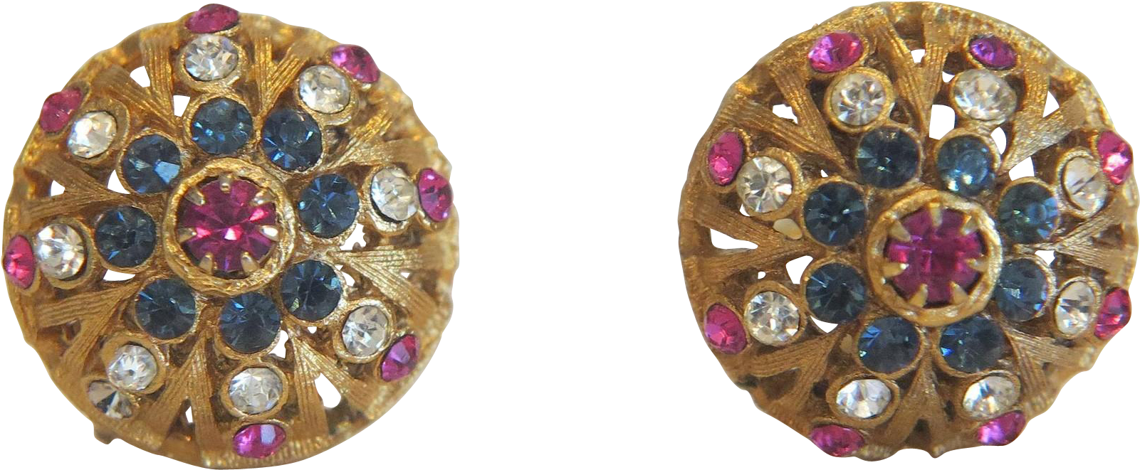 Pair Of Coro Ear Clips With Colored Rhinestones, Ca - Jewellery (1600x1600), Png Download