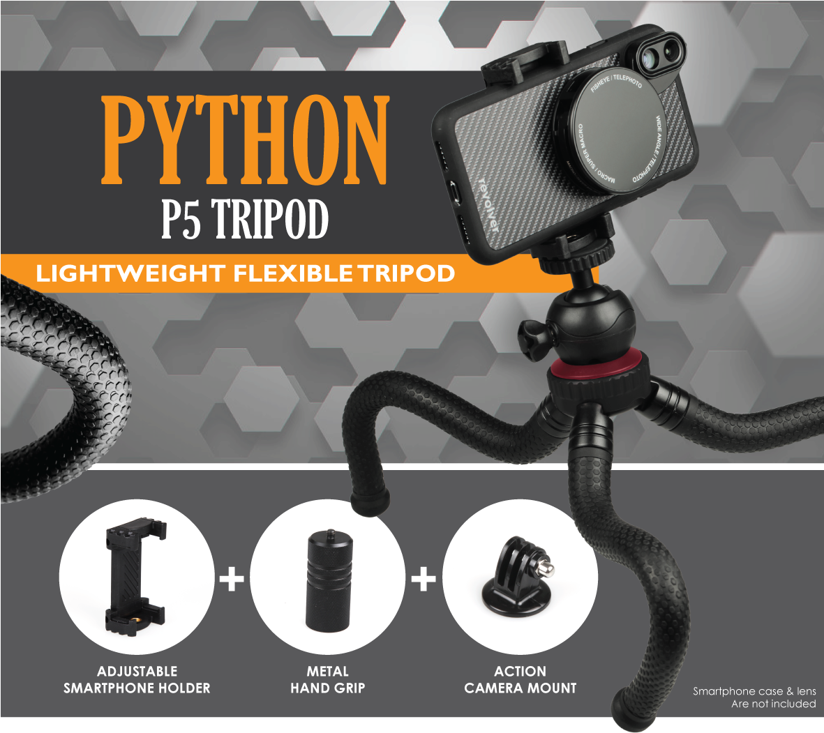 Ztylus Python P5 Flexible Mini Tripod - Camera (1180x1115), Png Download