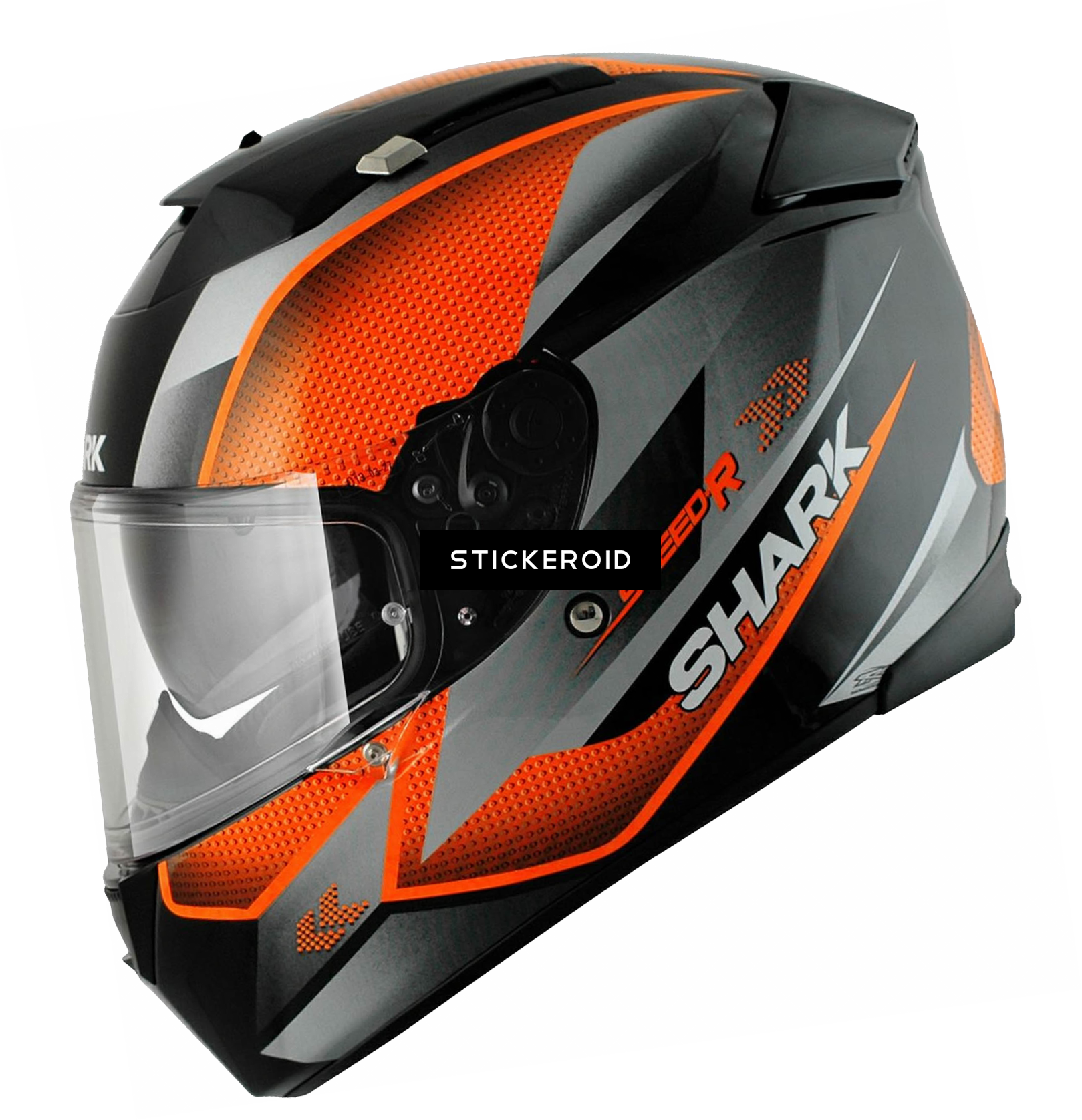 Motorcycle Helmet Moto Helmet Helmets - Shark Speed-r Tanker Mvx Black/orange Xs (1619x1677), Png Download