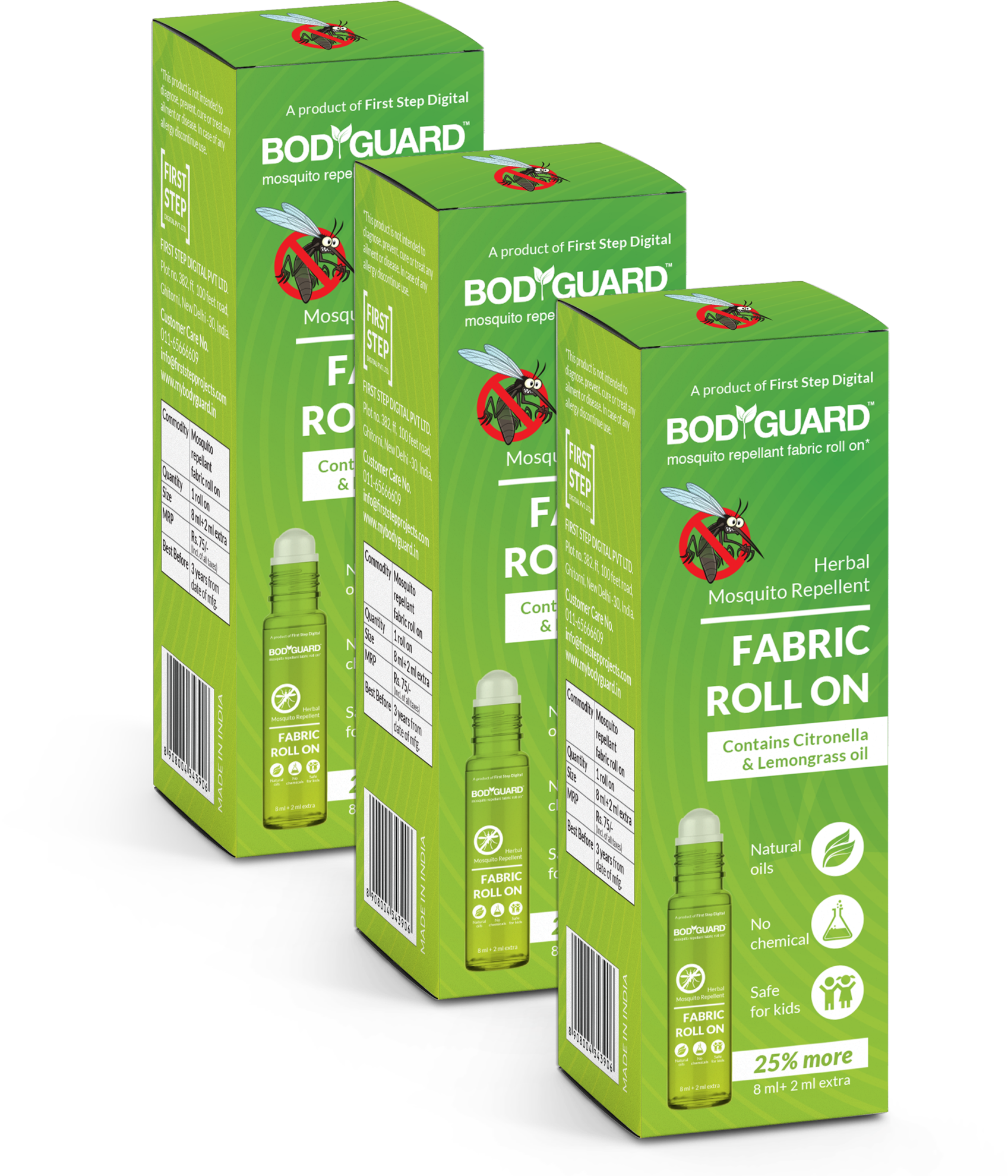 Bodyguard Herbal Fabric Roll On With Citronella & Lemongrass - Lemongrass Packing (2048x2048), Png Download