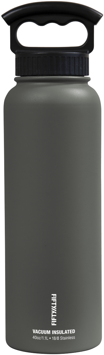 40oz Bottle With Wide Mouth 3 Finger Lid - Fifty/fifty Slate Grey Vacuum-insulated Bottle-40oz (1200x1200), Png Download