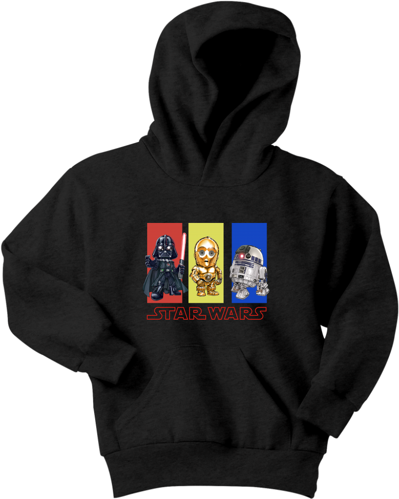 Star Wars Darth Vader C3po R2d2 Chibi Youth Hoodie - Sweatshirt (1024x1024), Png Download