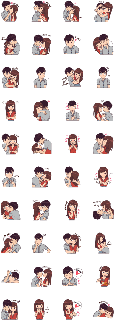 Cute, Funny, Lovely Couple Sticker For Those Who In - Super Junior Whatsapp Stickers (420x1121), Png Download