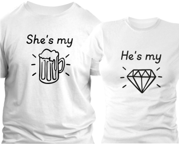 Couple T-shirt She Is My Beer He Is My Diamond Komplet - Love My Boyfriend T Shirt (600x600), Png Download
