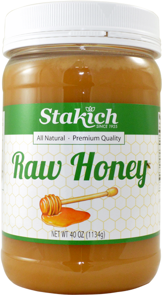 Stakich Honey Raw Honey Jar-40 Oz - Stakich Raw Honey With Royal Jelly, Bee Pollen And (650x650), Png Download