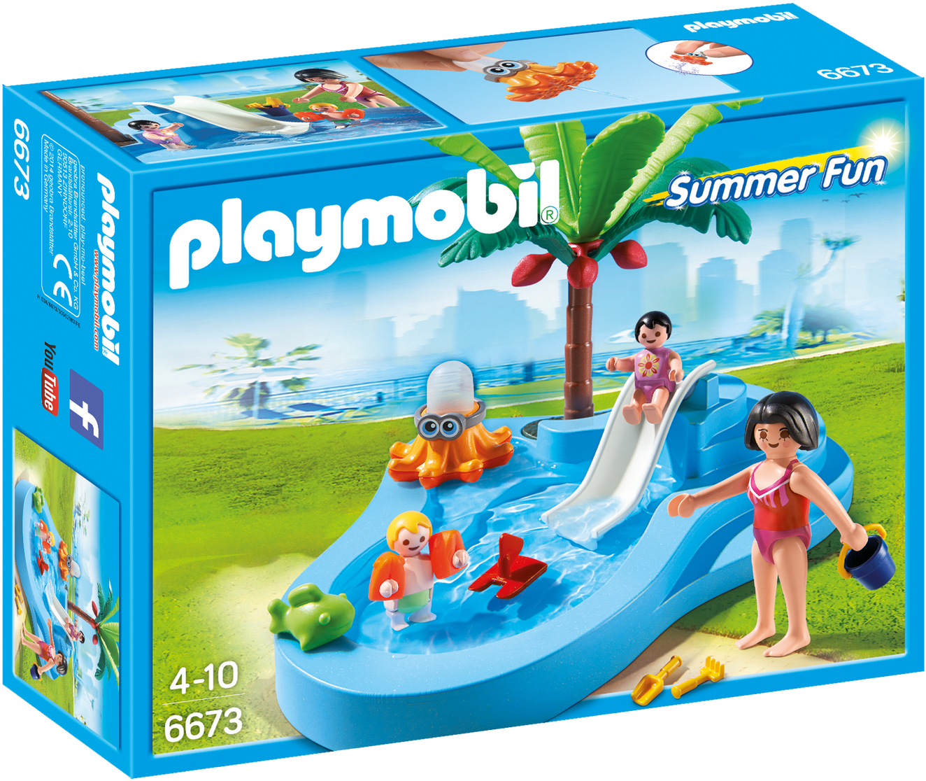 Piscina Para Niños Con Bebé - Playmobil 6673 Baby Pool With Slide Building Kit (1600x1120), Png Download