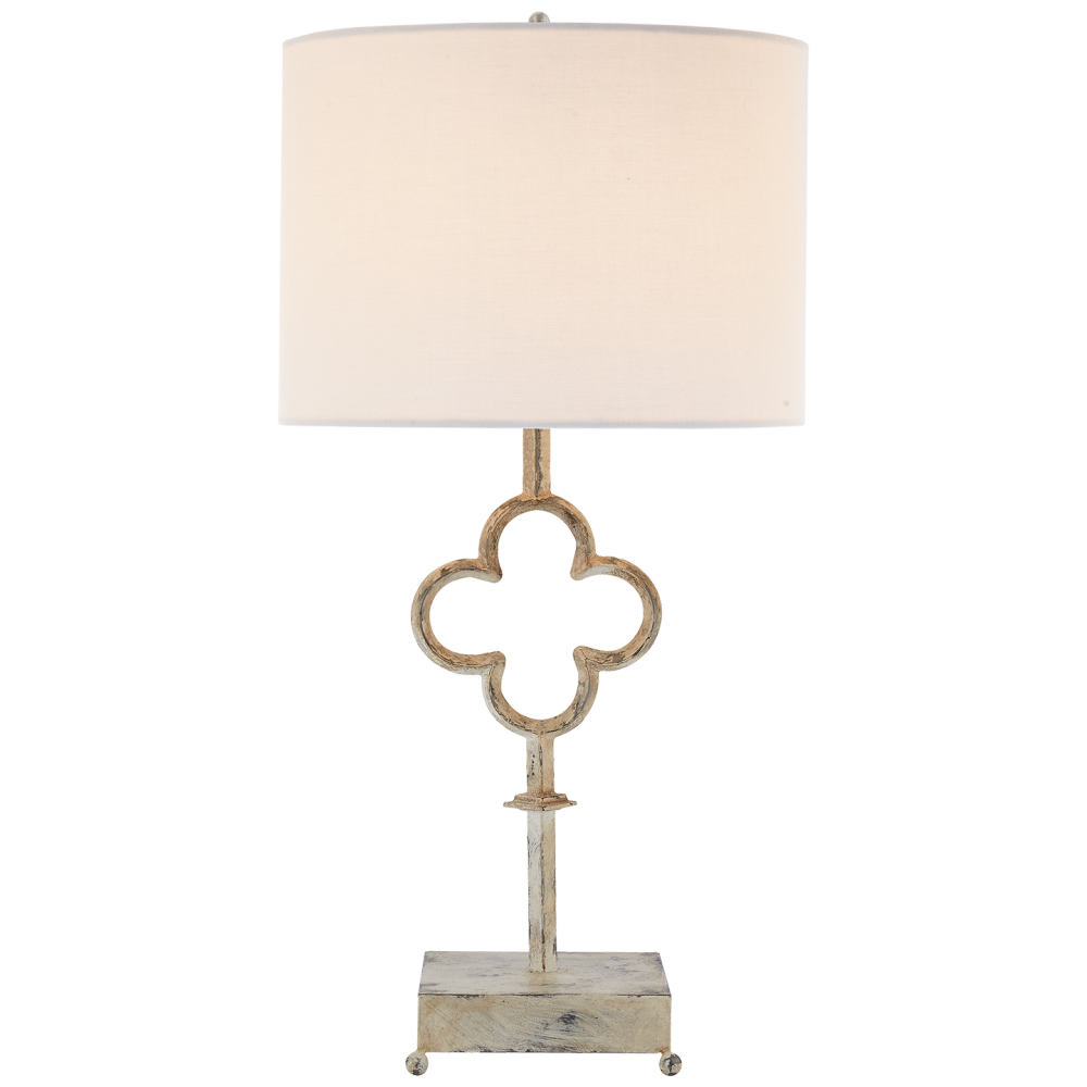 Quatrefoil Table Lamp In Belgian White With Line - Lampshade (1000x1000), Png Download