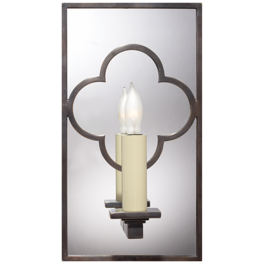 Quatrefoil Rectangle Mirrored Sconce In Bronze - Visual Comfort Bronze Suzanne Kasler Rectangular Quatrefoil (1000x1000), Png Download