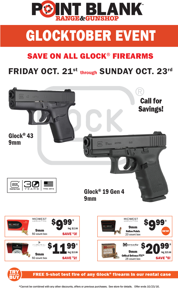 #glocktober Event At #pointblank 10/21-10/23/16 - Glock 32 Gen 4 357sig Fs 4.01 10rd (612x1029), Png Download