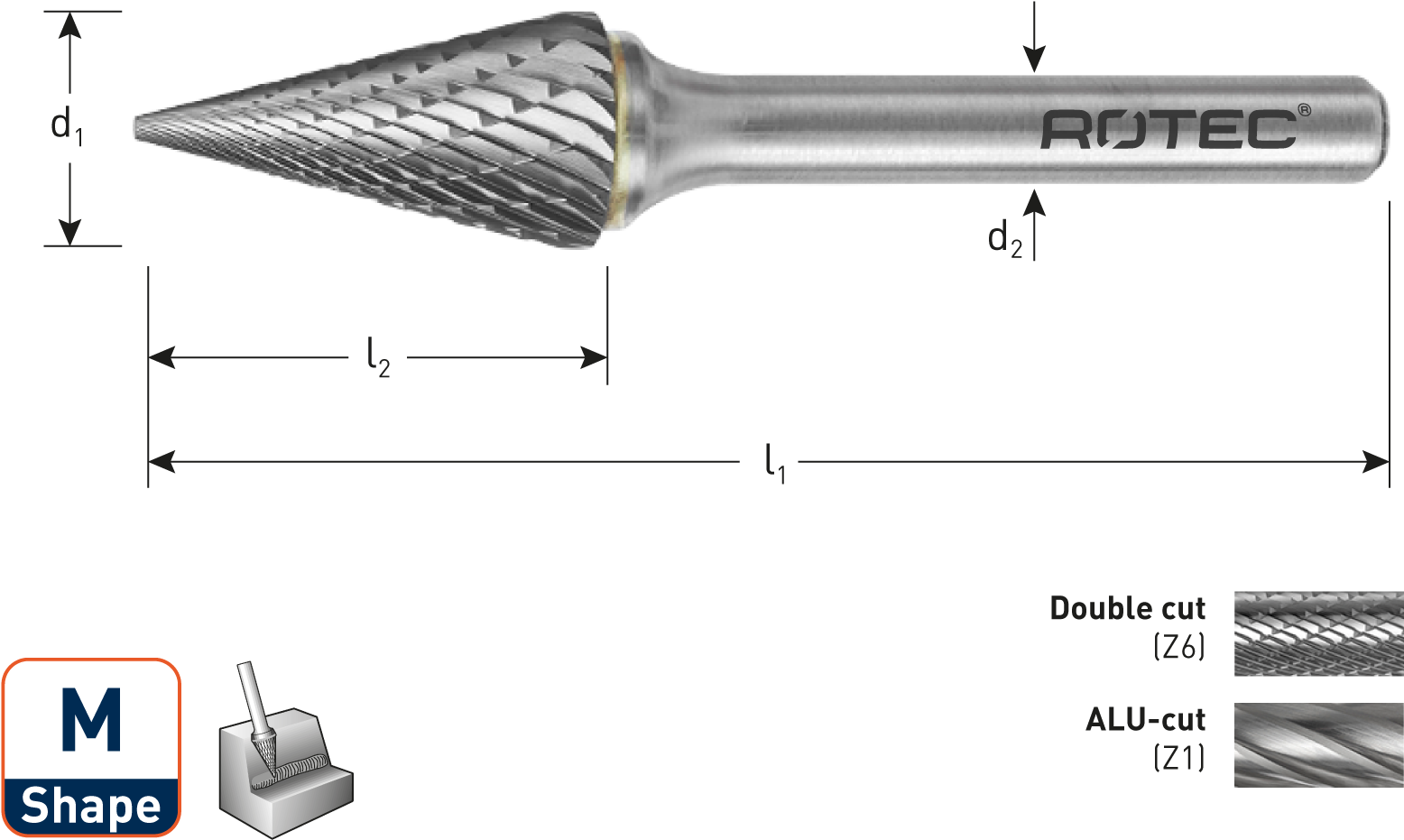 Carbide Burr, Cone, Shape M (1560x1300), Png Download
