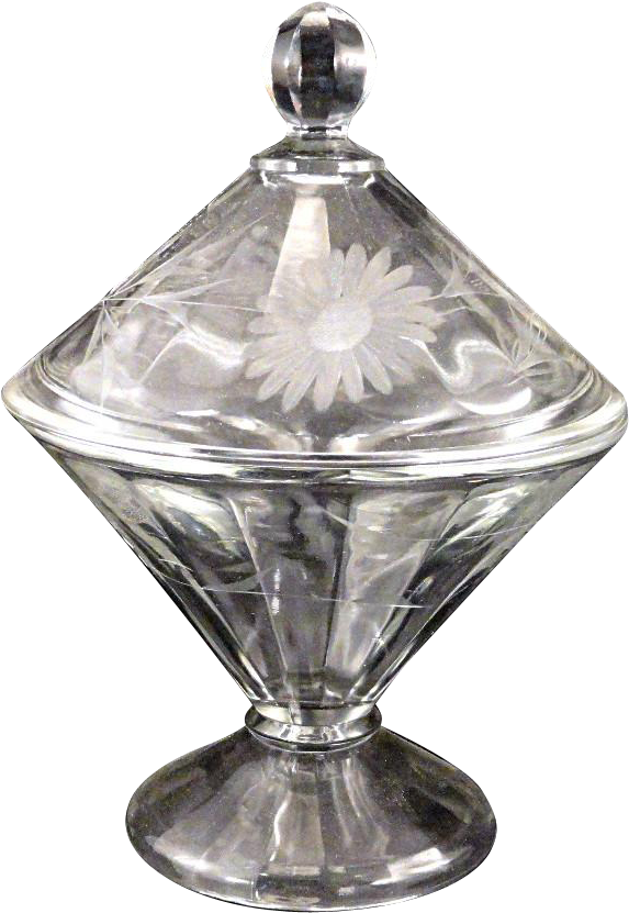 Vintage 1920's Art Deco Aster Etch Depression Glass - Art (830x830), Png Download