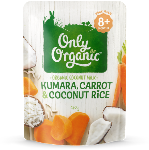 Only Organic Kindy Kumara, Carrot & Coconut Rice - Only Organic Creamy Rice Pudding Pouch 120g (600x600), Png Download