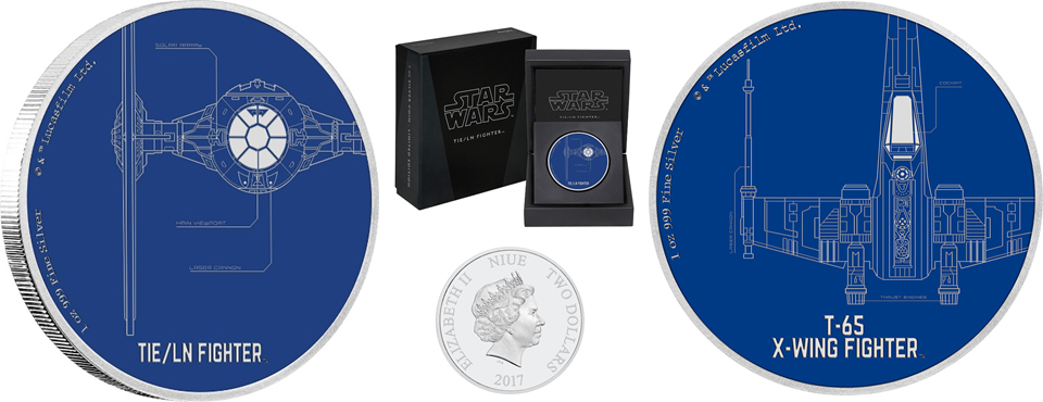 New Zealand Mint Have Added Two More Striking 1oz Silver - 2017 Star Wars Ships - T-65 X-wing Fighter 1oz Silver (960x370), Png Download