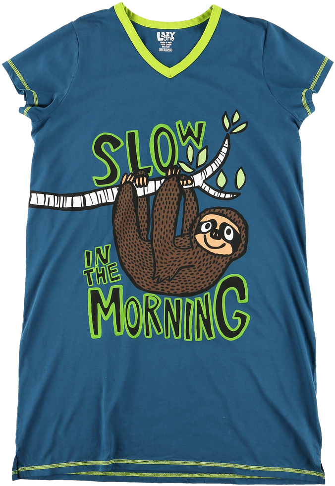 V-neck Nightshirt Image - Sloth Sleepshirt - L/xl (863x1050), Png Download