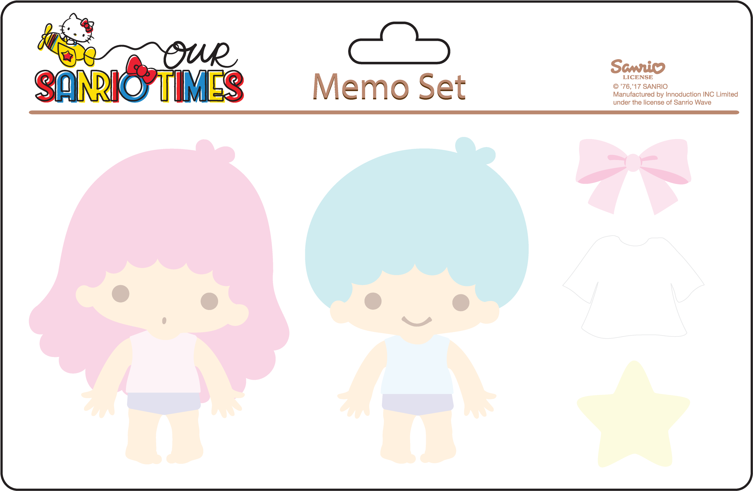 公仔紙便利貼套裝 Little Twin Stars - Cartoon (4483x2817), Png Download