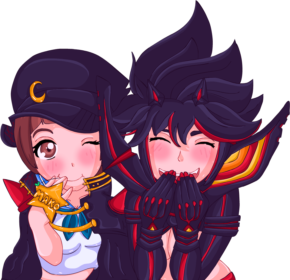 Mako And Ryuko~ - Cartoon (960x960), Png Download