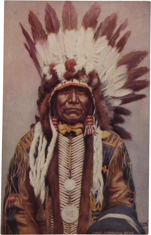 Indian Chief 'charging Bear' Postcard By Tuck - Native Americans In The United States (819x819), Png Download
