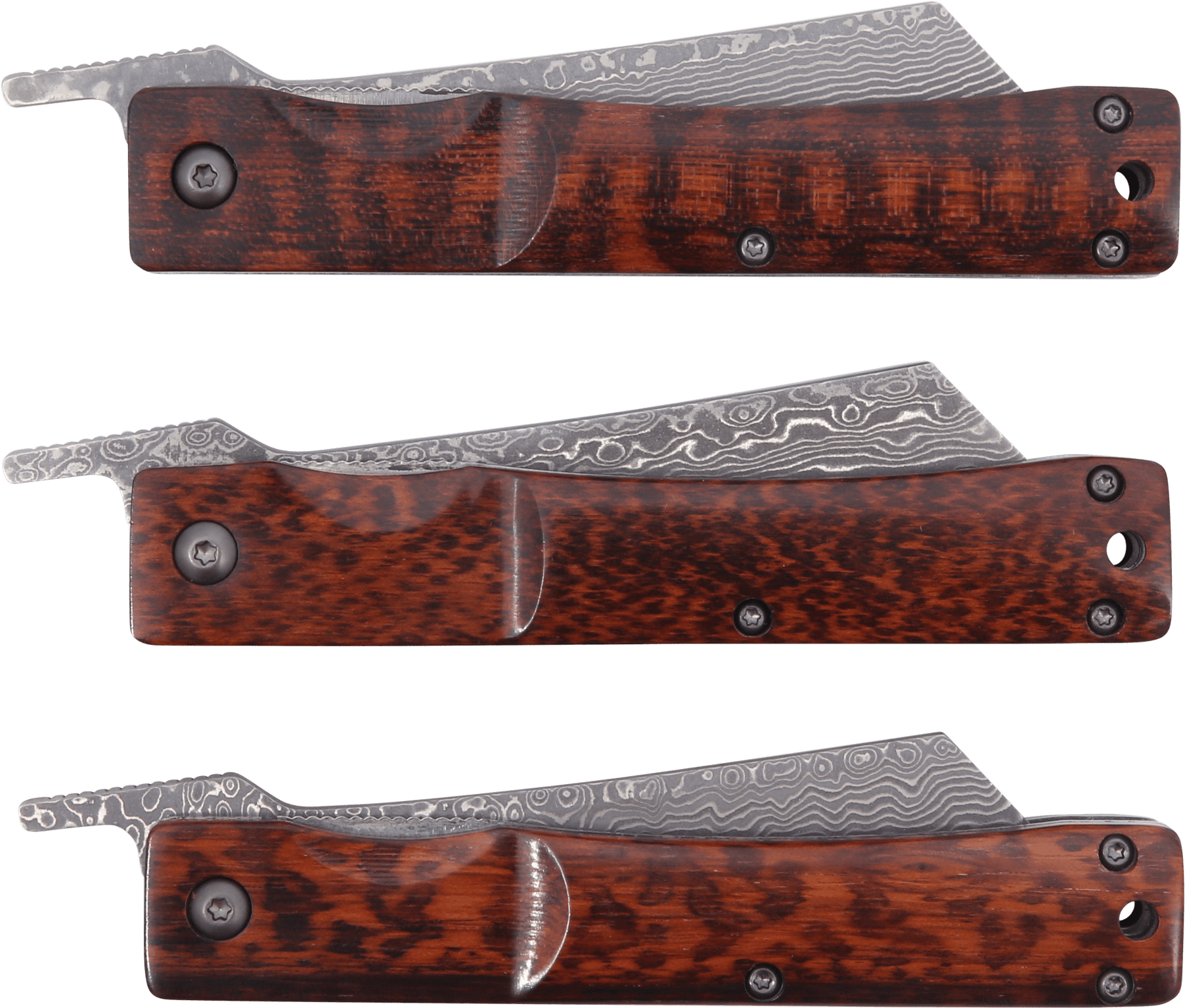Traditional Japanese Damascus Folding Pocket Knife (2000x2000), Png Download