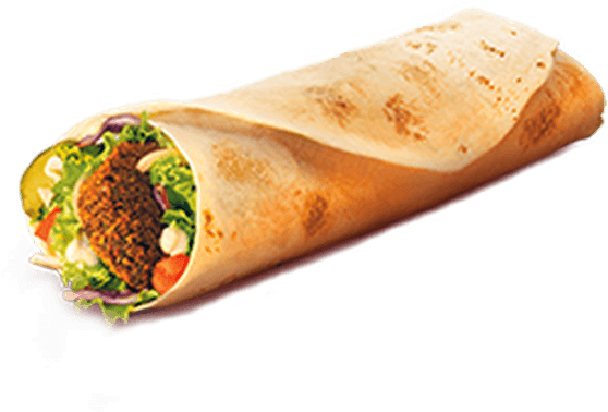 Three Pieces Of Falafel Garnished With Tomatoes, Lettuce, - Fast Food (700x474), Png Download