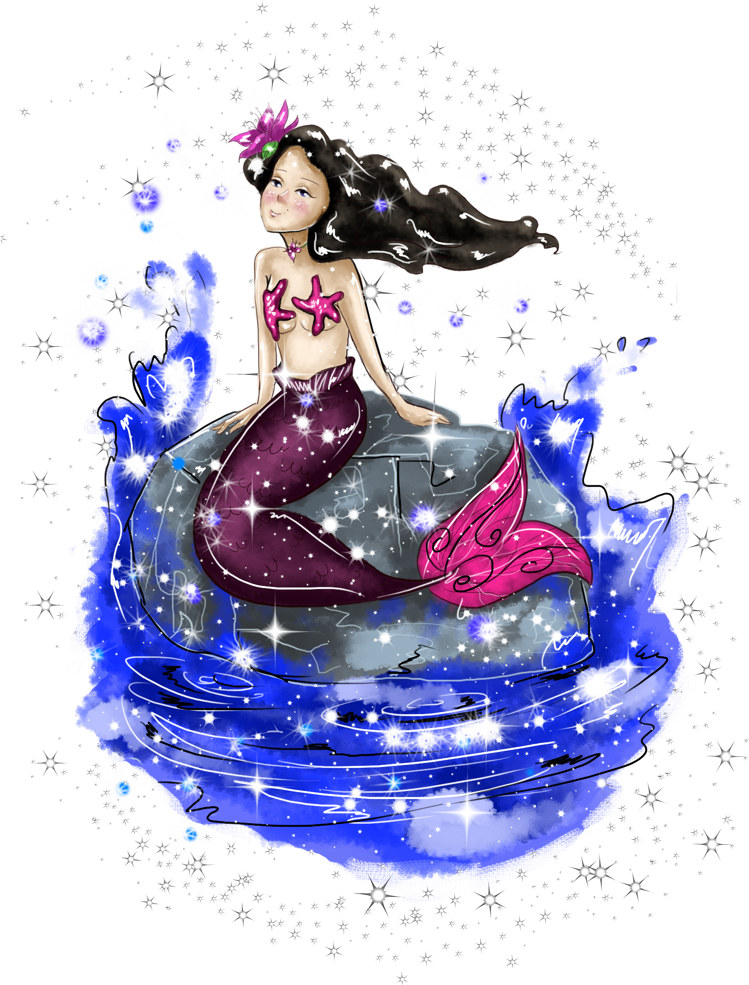 Mandy The Mermaid Www - Mandy The Mermaid Round Ornament (1500x2100), Png Download