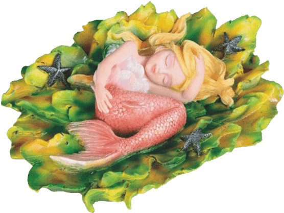 Mermaid Baby On Seaweed Statue - Gc 5.5" Pink Baby Mermaid On Seaweed Cluster & (555x555), Png Download
