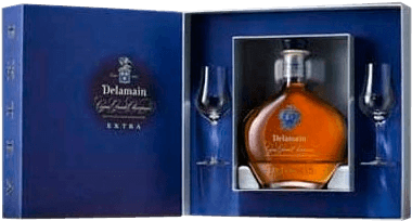 Extra Cognac Grande Champagne Delamain 2 Glasses Gift - Delamain Extra Cognac In Presentation Box (600x600), Png Download
