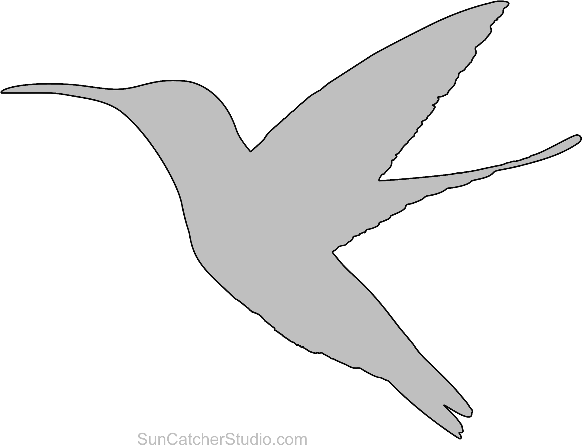Humming Bird Pattern - Colibrí Negro Png (2000x1588), Png Download