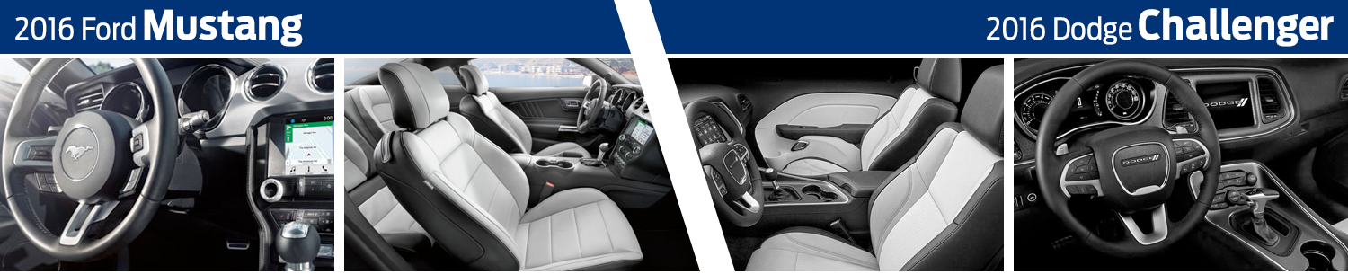 2016 Ford Mustang Vs 2016 Dodge Challenger Model Interior - 2016 Dodge Challenger (1500x305), Png Download