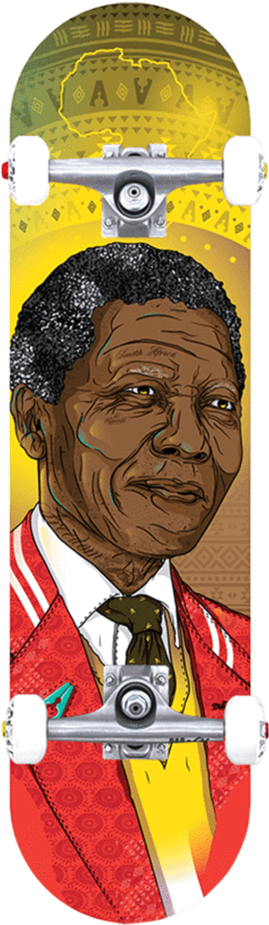 Nelson Mandela Icon Complete Skateboard With Trucks (900x1054), Png Download