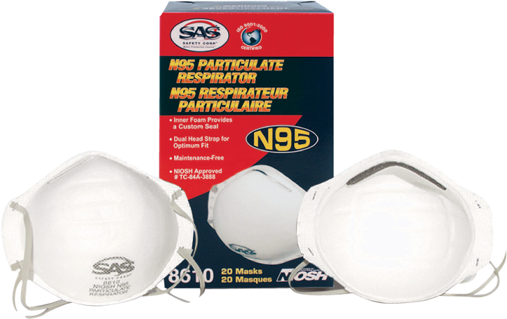 N95 Particulate Respirator, Pack Of - Misc. Sas Safety 8610 N95 Particulate Respirator - (800x565), Png Download