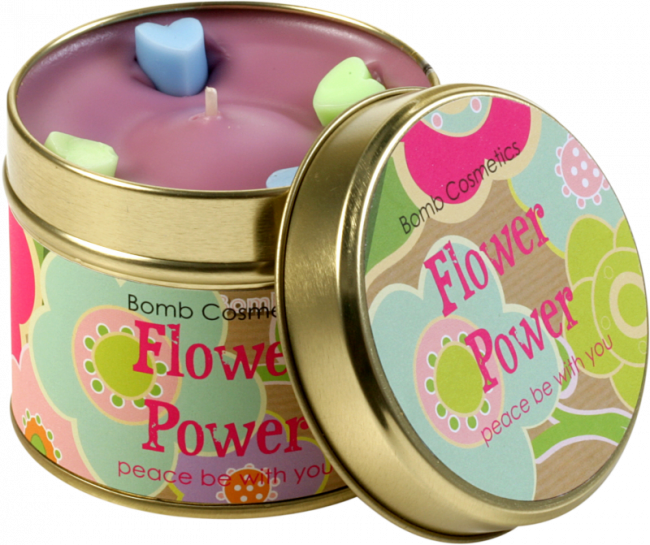 Flower Power Tinned Candle - Bomb Cosmetics - Tinned Candle Flower Power For Women (650x545), Png Download