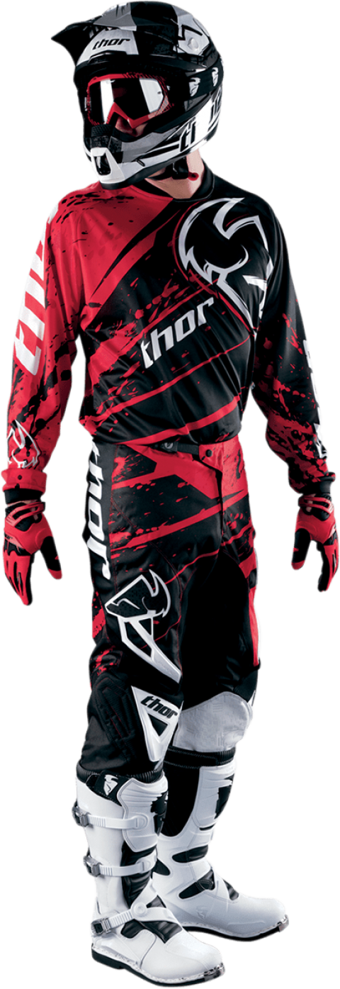 Thor Phase Splatter Red - Red Dirt Bike Outfit (413x1200), Png Download