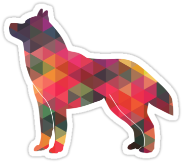 Siberian Husky Colorful Geometric Pattern Silhouette - Dog (375x360), Png Download