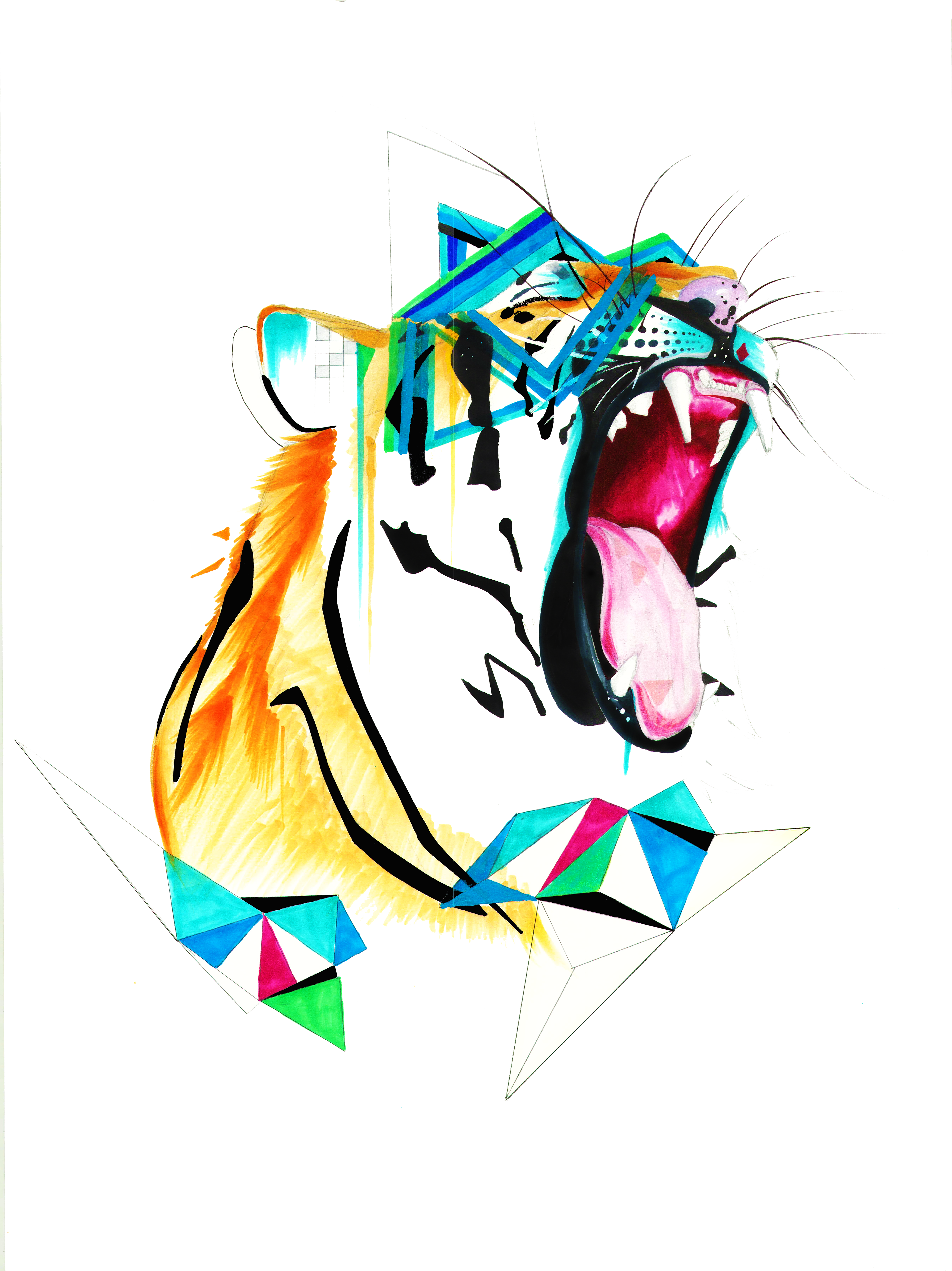 #abstract And #animal #art #tiger #cat #catsofinstagram - Abstract Tiger Drawings (3826x5107), Png Download