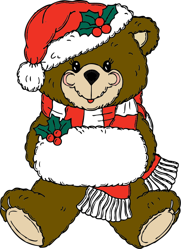 Vector Black And White Clip Art At Clker Com Vector - Christmas Teddy Bear Clip Art (432x594), Png Download