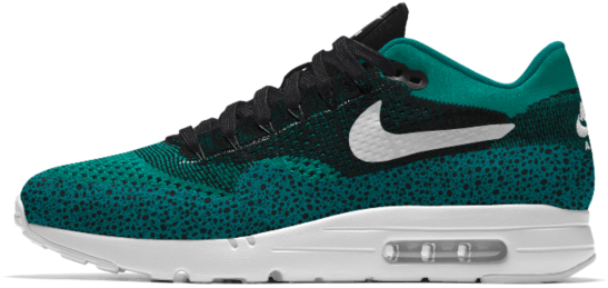 Black And Teal Nike Air Max - Nike Air Max 1 Ultra Flyknit Id Men's Shoe (640x640), Png Download