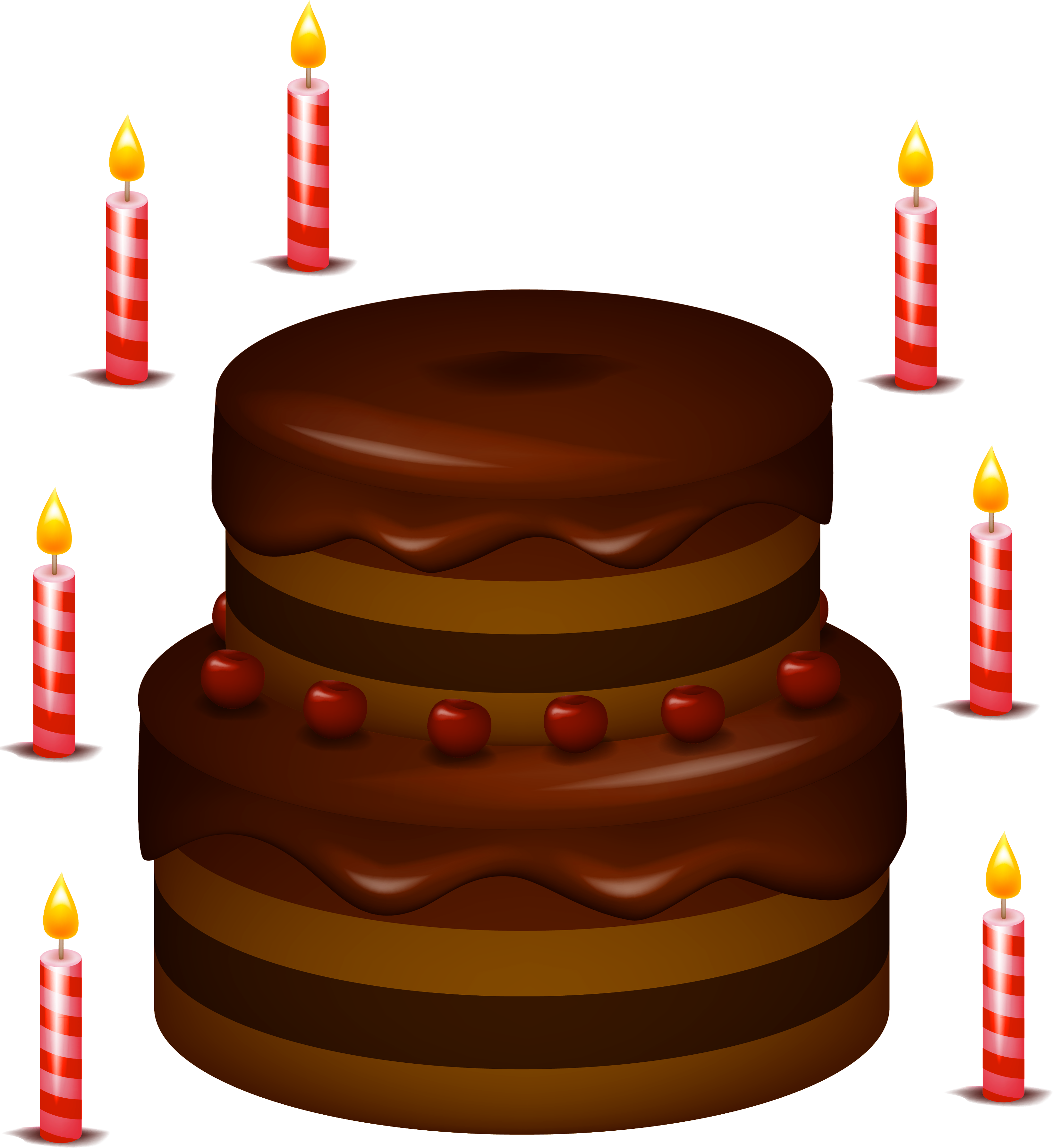 Chocolate Cake With Candles Png Clipart - Chocolate Birthday Cake Clipart (3300x3578), Png Download