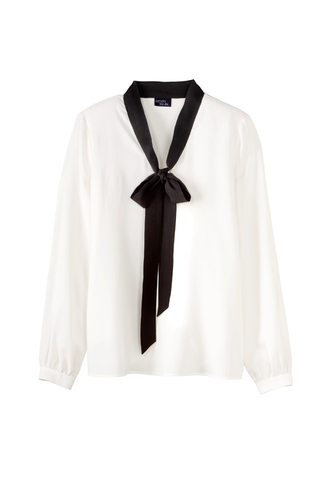 Ladies' Neck Tie Blouse, White/black Bow - Damen Schluppenbluse - Esmara By Heidi Klum (500x500), Png Download
